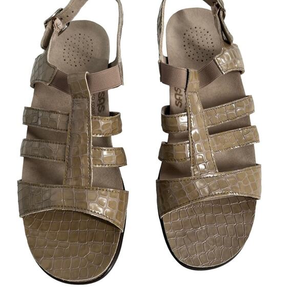 SAS Allegro Heel Strap Sandal Tan Croc Embossed Women's Size 10  Brand New - Picture 2 of 13
